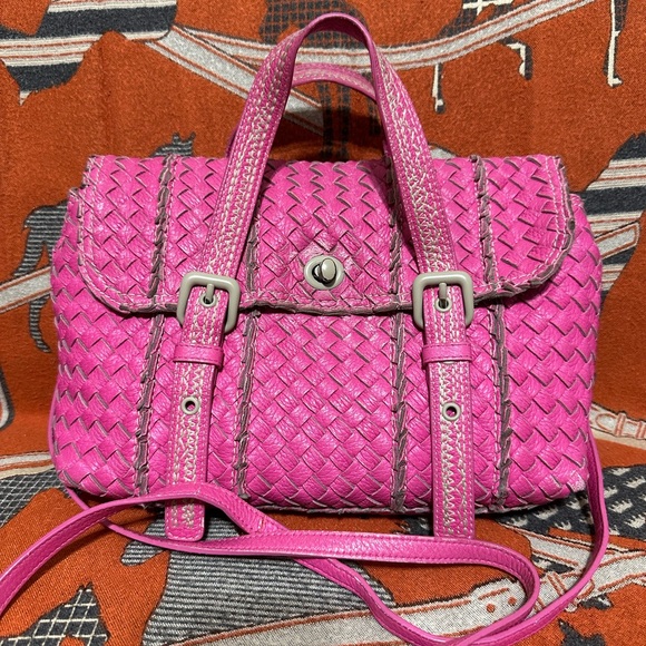 BOTTEG VENETA ❤️🌟 PINK “VIVO CERVO” INTRECCIATO SATCHEL ⭐️